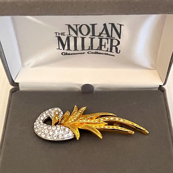 NWOT Vintage Nolan Miller Jonquil & Crystal Bird Pin - Picture 4 of 7
